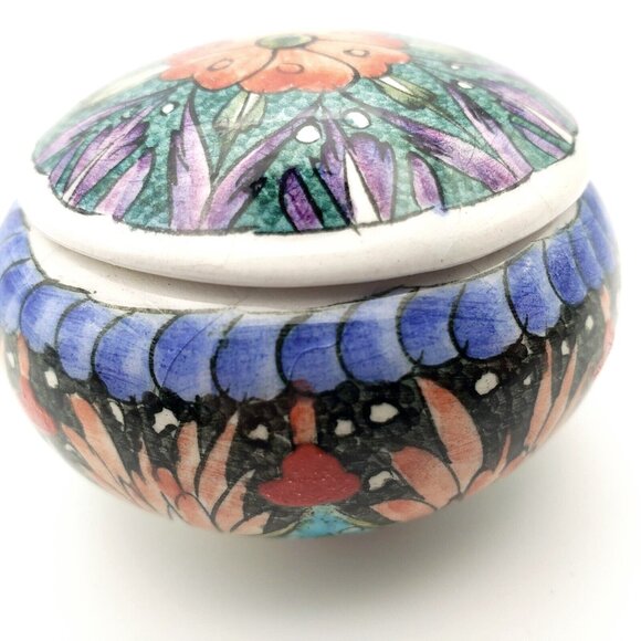Vtg Sirga Avanos Ceramic Lidded Mini Trinket Box Hand Painted Signed Turkish EUC - Picture 8 of 9